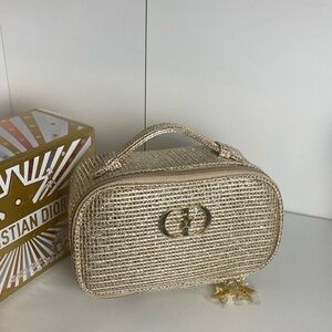 Dior Gold Textured Cosmetic Bag